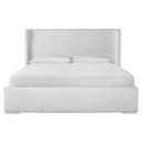 Tristan Modern Classic White Upholstered Cotton Wingback Bed - Queen