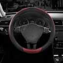 Road Comforts Steering Wheel Cover, Breathable Anti-Slip Leather Steering Wheel Cover, Universal Fit 14.515 Inch, Comfortable Grip - Redwine Color