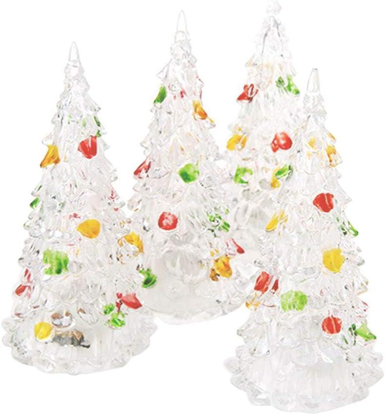 Garneck 4pcs Lighted Crystal Christmas Tree 4.7'' Tabletop Christmas Tree Lights Mini Lighted Chirstmas Vintage Acrylic Tree Vintage LED Christmas Trees for Christmas Decoration (12cm)