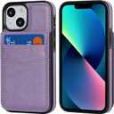 KIHUWEY Compatible with iPhone 13 Mini Case Wallet with Credit Card Holder, Premium Leather Magnetic Clasp Kickstand Heavy Duty Protective Cover for iPhone 13 Mini 5.4 Inch(Purple)