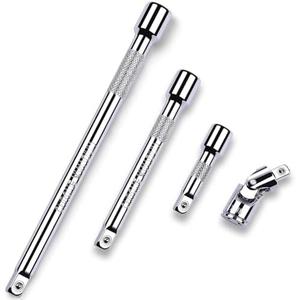 StrugDeas 4 Piece 3/8 Inch Drive Extension Bar Set, 3/8 Inch Drive Socket Extension Set Includes 3, 6, and 10 Inch Extensions and Universal Joint Socket
