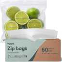 Vove Compostable Snack Bags 50 Ct  PFAS-Free, BPI Certified, Freezer Safe with Airtight Seal for Snacks & School Lunches, Plant-Based