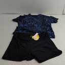 Tournesol Women's Rash Guard 2 Piece Short Sleeve Swim Shirt with Shorts Swimsuit with Bra Bathing Suit Plus Size with Pocket 2XL Pocket & Blue Flower