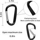 3" Aluminum Carabiner Clips, 12PCS D Ring Shape Keychain Carabiners Hook Buckle
