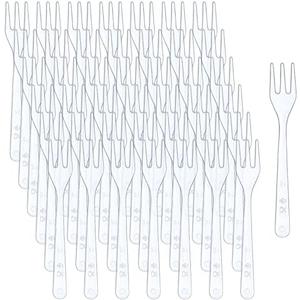 Skylety 500 Pcs Plastic Mini Forks 3.7 x 0.6 Inch Tiny Small Disposable Appetizer Cocktail Tasting Forks Utensils for Fruit Dessert Cakes Serving Supply(Clear)