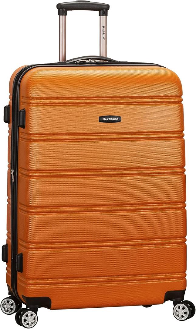Rockland Melbourne Hardside Expandable Luggage with Spinner Wheels, Orange, Large 28"