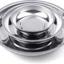 HORUSDY Magnetic Tray | 3-Piece | Round Magnetic Parts Tray | 3 Inch 4 Inch 6 Inch Magnetic Tray for Mechanic's | Stainless Steel