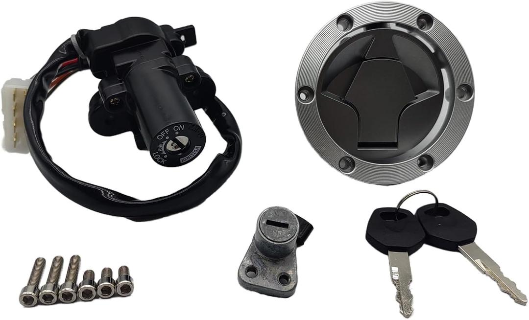 Ignition Switch Seat Lock Gas Cap Cover Key Set Fit for Kawasaki Ninja 250R EX250J 2008-2012, Ninja 300 2013-2015
