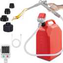 Fuel Transfer Pump (3.2GPM) - USB Type-C or Battery Power, Gas Can Pump with Hand Nozzle for Quick Stop Flow Control, 51'' Hose & 4 Can Adapters, Portable Liquid Pump for Gasoline, Diesel, Oil