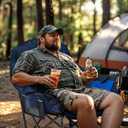 Overmont Oversized XL Camping Chair for Adults - 400lbs Support Heavy-Duty Padded Folding Chair with Side Pocket Cup Holder Cooling Bag for Outdoor Sports Garden Beach Fishing Lawn Blue