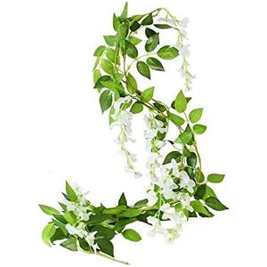 2.2/1.8M Artificial Eucalyptus Leaves Garland Green Willow Vines Plants for Wedding Home Party Arch Wall Garden DIY Decoration (Color : White)
