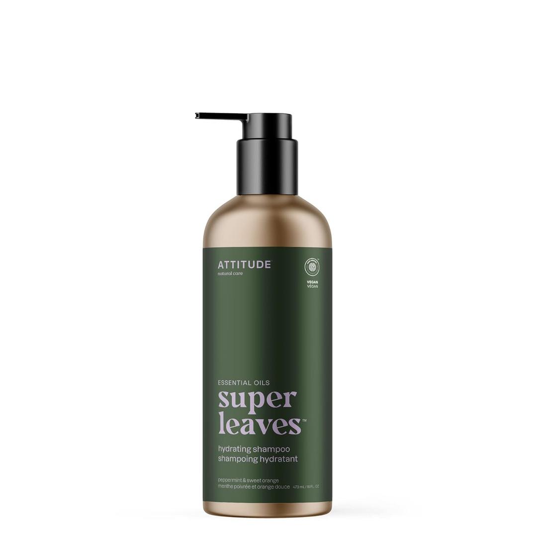 ATTITUDE Hydrating Hair Shampoo with Essential Oils, EWG Verified, Plant and Mineral-Based Ingredients, Vegan Beauty Products, Refillable Aluminum Bottle, Peppermint & Sweet Orange, 16 Fl Oz