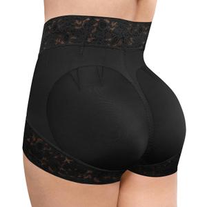 SHAPELLX Shapewear for Women Tummy Control Short Faja Body Shaper Compression Panties Mid Waisted Briefs Lace Underwear (Large, A1-black)