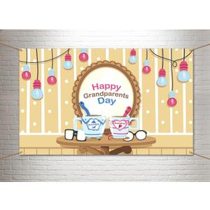 2 x Happy Grandparents Day Photo Booth Backdrop Love Grandpa and Grandma Party Decor Photography Background Wall Decoration (3.65.9ft)