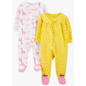 Simple Joys by Carter's Baby Girls' Cotton Footed Sleep and Play, Pack of 2 0-3m