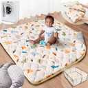 Baby Play Mat, 50x50 Playpen Mat with Super Soft Touch, Activity Playmat with Upgraded Anti-Slip Bottom, Machine Washable Crawling Mat for Floor & Picnic(Boho Color Blocks)