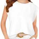 CharmWM Girls Summer Tank Tops Cap Sleeve Cute Oversized T-Shirt Sleeveless Shirts with Pocket White, 130