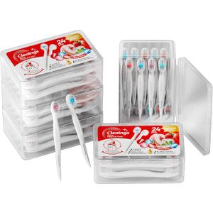 cleaings® Mini Disposable Toothbrush Set with Toothpaste – Travel Essentials, Portable Toothbrush for Women & Men, Camping, Road Trip, Vacation, 24 Count-Mix Flavor (Pack of 5)