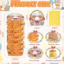 Easter Wooden Blocks Stacking Games, Bunny Egg Basket Theme Tumbling Tower and Balance Game for Adults, Kids, and Family Party, Stacking Board Toy with Storage Bag, Easter Party Activities Gifts