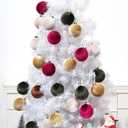 Velvet Ornaments for Christmas Tree 16 Pack 3.15" Velvet Christmas Ball Set, Luxurious Holiday Tree Ornaments for Home Decor, Burgundy Brown
