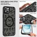 ZIYE Magnetic Case for iPhone 15 Plus 6.7 Inch [Compatible with MagSafe] Hard PC and Soft TPU Case with Black Bow Butterflies Anti-Scratch Shockproof Protection Phone Cover for Women - Black