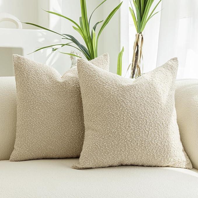 Throw Pillow Covers Neutral Pillow Covers Set of 2 Fall Pillow Covers 18x18 Beige Pillows Throw Pillows for Bed Decorative Pillows for Couch No Brand Two Pillow Covers 18x18 Beige