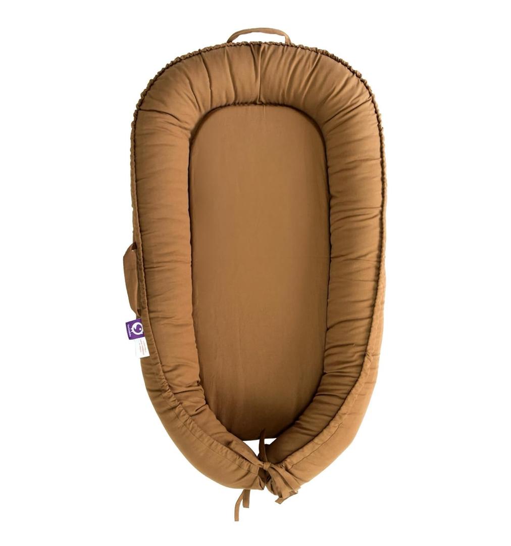 Infant Lounger, Baby Nest Cover for Baby Girls & Boys, Newborn Essentials for Baby 0-12 Months, 100% Cotton Breathable, Portable Travel Bed (Golden_Brown)