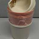 2 Pcs Plastic Mini Wastebasket Trash Can with Swing Lid with 120 Trash Bags, Tiny Desktop Waste Garbage Bin for Home, Office, Kitchen, Vanity Tabletop, Bedroom, Bathroom (Pink + Beige)