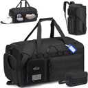 BAGZY Tactical Gym Bags for Men 3 In 1 Travel Duffle Bag 40L with Shoe Compartment Travel Backpack Fitness Weekender Deployment with 1pcs Tactical Toiletry Bag Black