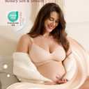Momcozy Nursing Bras for Breastfeeding, Seamless Pregnancy Maternity Bra Wireless Classic Jelly Strip Support Nursing Bra (Pink, XXL)
