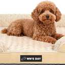Orthopedic Dog Bed for Large Medium Sized, Washable Memory Foam Large Dog Bed, Medium Pet Sofa with Removable Cover, Washable Waterproof Pet Couch Beds(Beige, M)