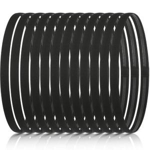 WILLBOND 12 Pcs Thin Sport Elastic Headband Non Slip Skinny Athletic Exercise Hairband Women Men Silicone Grip Hair Sweatband Yoga Workout Running Football Basketball Soccer Tennis(Black)