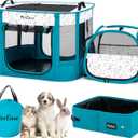 Portable Cat Playpen with Litter Box, Cat Enclosure for Camping, Cat Recovery Playpen After Surgery, Foldable Indoor Outdoor Pet Tent for Cats Rabbits Puppies (Peacock Blue)