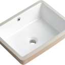 18 Inch Undermount Bathroom Sink White Rectangular Porcelain Ceramic Vanity Basin with Overflow (18.3"x13.8") KDKSC
