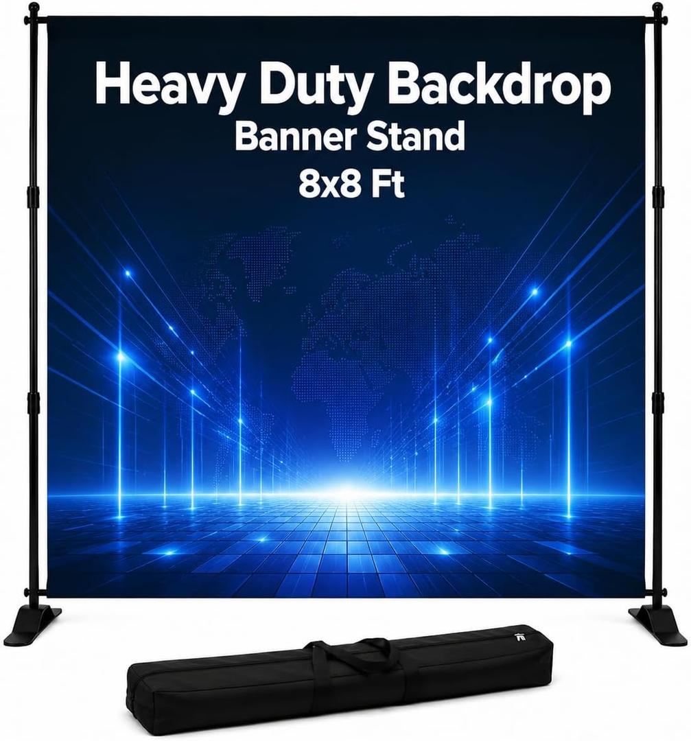 Heavy Duty Backdrop Banner Stand 8x8 Ft Adjustable Frame