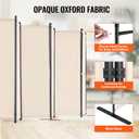 VEVOR Room Divider, 6 Panel Room Divider, Folding Privacy Screen and Portable Partition Divider for Room Separation, Freestanding Room Partitions for Office, Bedroom, Study, Beige