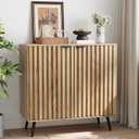 Semiocthome Buffet Cabinet with Storage, Sideboard Cabinet with Fluted Doors and Metal Legs, Storage Cabinet with Adjustable Shelf, Accent Table for Living Room, Kitchen, Entryway - Natural, 31.5"W
