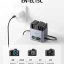 llano 2-Pack EN-EL15C Batteries and 20W Fast Charger for Nikon Z8, Z7II,ZR, Z5II, ZF, Z6III, D850, Z7, Z6II, Z6, D7500, D750, D7200, Heat Dissipation Aluminum Alloy Body, LED Display
