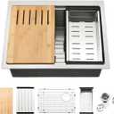 23 Inch Undermount Kitchen Sink Workstation - SZBAQTM 23x18 Inch Undermount Sink Stainless Steel Single Bowl 10'' Deep Handmade Kitchen sink with Cutting Board& Strainer