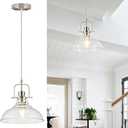 WILON Brushed Nickel Glass Pendant Lights Kitchen Island Lighting, Modern Hanging Lamp for Sink Dining Room Over Table Hallway Entryway Bar Foyer Bathroom