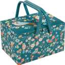 Hobby Gift Large Twin Lid Sewing Box Craft Storage Box with Handle Internal Tray Pin Cushion and Pockets for Sewing Knitting and Hobby Supplies