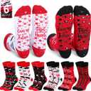 6 Pairs Graduation Pilates Grip Socks for Women Non Slip Yoga Socks with Grad Hat Pattern Congratulate Grad Gifts (Red)