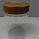 28 Fl oz/850 ml Glass Food Storage Jar, Premium Clear Glass Container Jar with Airtight Screw-on Wooden Lid, Kitchen Canisters for Coffee,Tea,Pasta,Cookies, Nuts,Spice,Candy,Overnight OatmealMedium