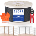 Fulifix 1/8'' T316 Stainless Steel Cable, 260FT Black 7x7 Strands Wire Rope with Cutter for Deck Cable Railing Systems, GS