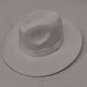 Wide Brim Fedora Hats for Women & Men Classic Dress Panama Hat Adjustable Felt Hat with Band (Large, All White)