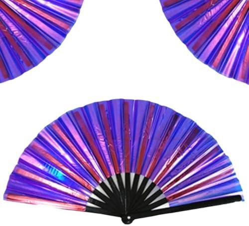 Boots on The Ground Fan,2025 New Large Holographic Folding Hands F an Line Dance Popping Fans, Boots on The Ground Hand Fan, Folding Hand Classic Style Fans Bamboo Ribs Hands Held Chinese (2 Pack)