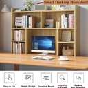 Desk Hutch for Dorm,Wooden Desktop Bookshelf with Storage Display Rack,Freestanding Bookcase for Computer Desk,Desk Top Organizer Shelf for Home Office (White, 31.5″W×7.9″D×35.4″H)