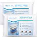 Water Pillow Memory Foam re-Invented with Waterbase Technology - Clinically Proven to Reduce Neck Pain & Improve Sleep Quality. (Twin Pack) (White)