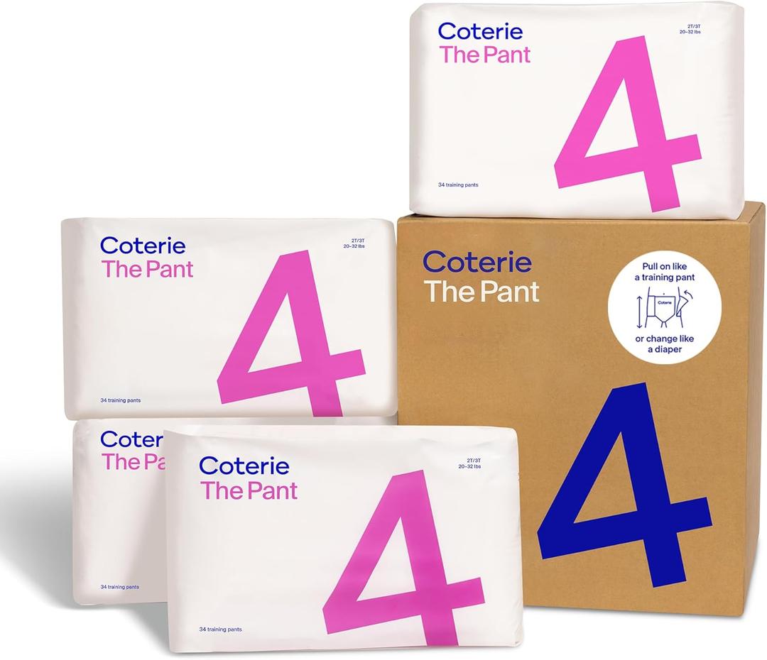 Coterie The Pant, Size 4 Refastenable Training Pants (2T/3T, 20-32lbs) 136 count