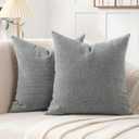 Jepeak 26x26 Inch Chenille Throw Pillow Covers Set of 2 Soft Decorative Farmhouse Euro Shams Cover Square Cozy Concise Cushion Cases for Sofa Couch Bed Home Decor, Grey (26" x 26" (Pack of 2), Gray)